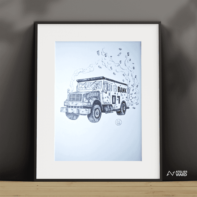 Véhicule BANK - Dessin original (pièce unique) 